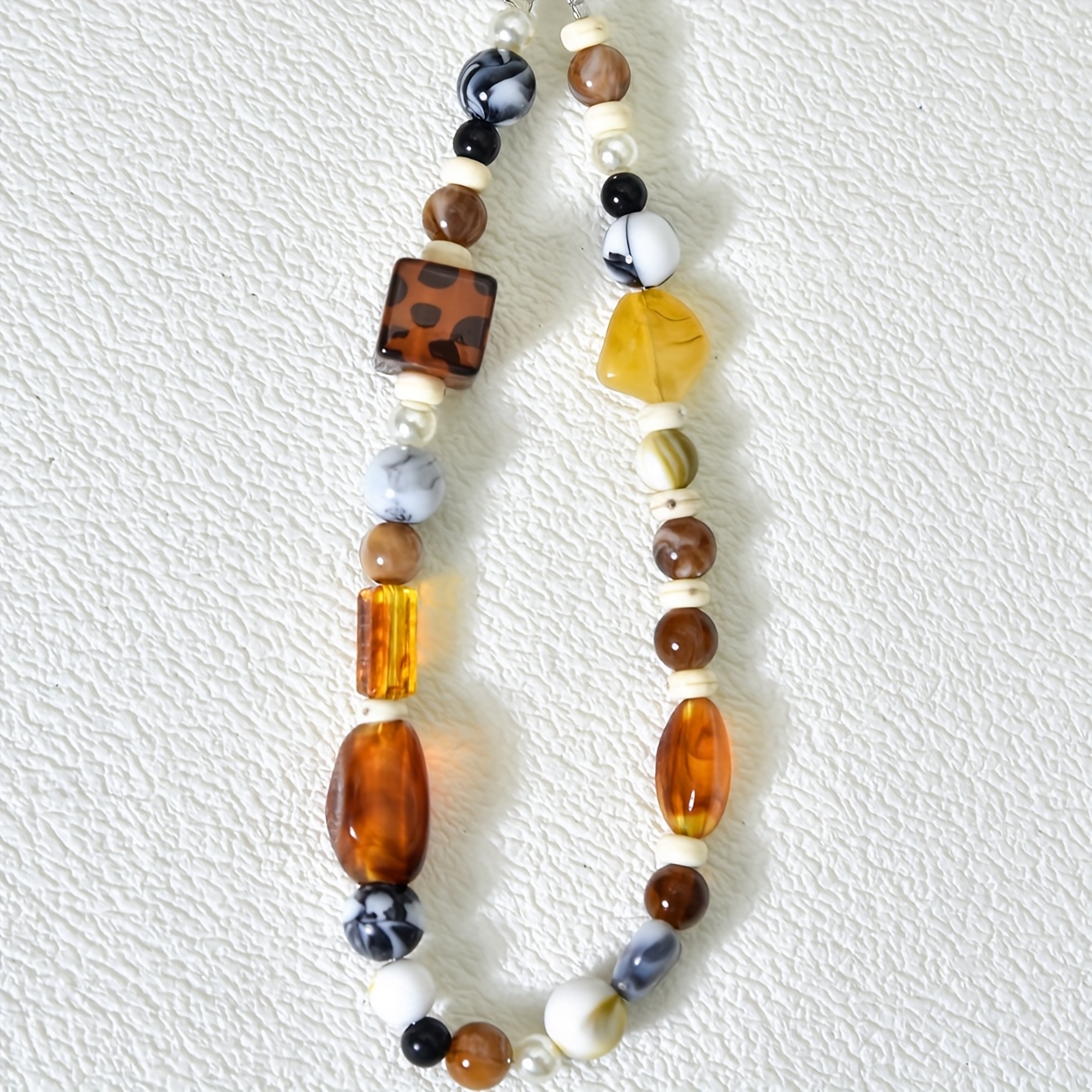 Amber Beaded Mobile Phone Chain, Ins, Fashion Women's Phone Case, Pendant, Beaded Chain, Short Wrist Charm