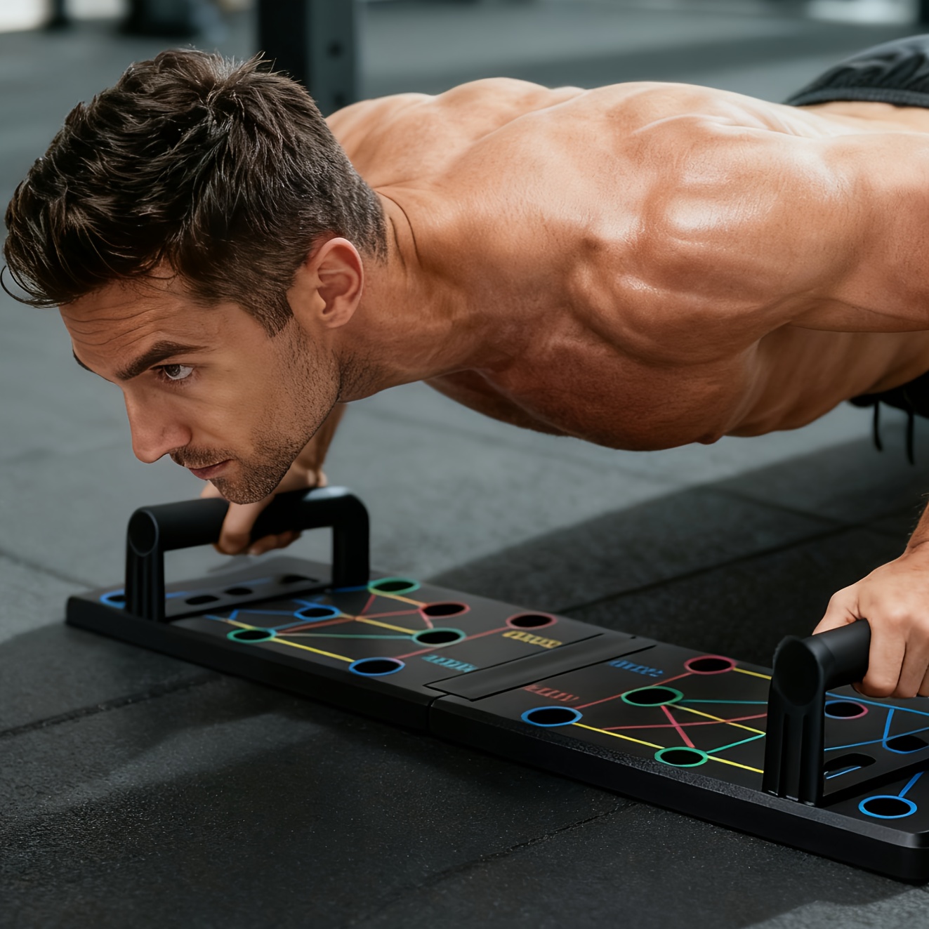 1 multi functional push up board training system heavy duty home gym equipment non slip surface suitable for core chest   legs back workouts unisex   black durable exercise mat with   bands full   training no power required compact and portable ideal for home use gym accessories multifunctional fitness board mens fitness gear push up board with counter push up board with timer calisthenic equipment gym equipment for home