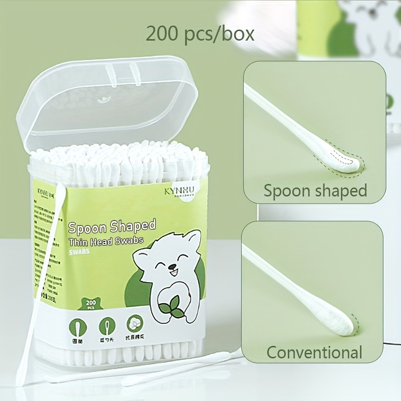 200pcs/400pcs 3mm 0.118in Spoon Shaped 200pcs Baby Swabs For Newborn, Babies, Kids, Clean And Safe For Baby Gift For Baby Necessity Presen Gift Idea