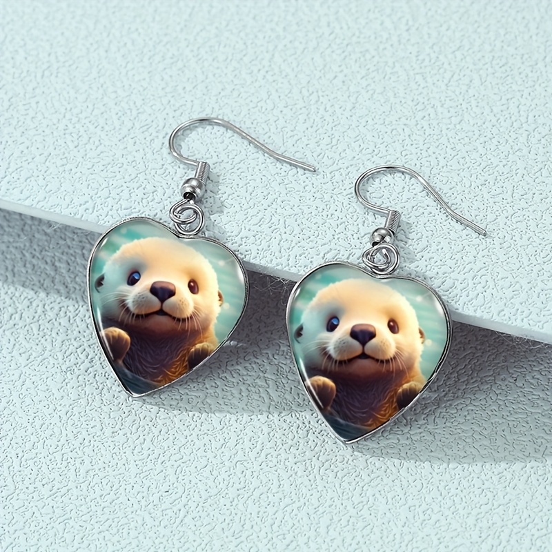 TEMU A Pair Of Heart-shaped Earrings Featuring , Without Battery
