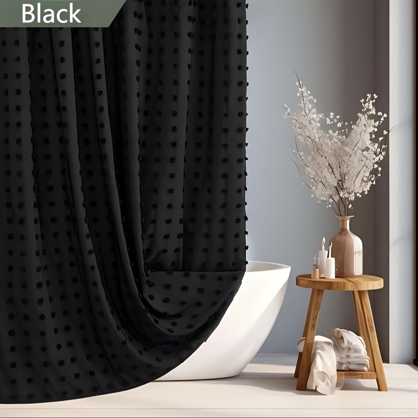 Bohemian Chic Polka Dot Shower Curtain with White Hooks, Machine Washable