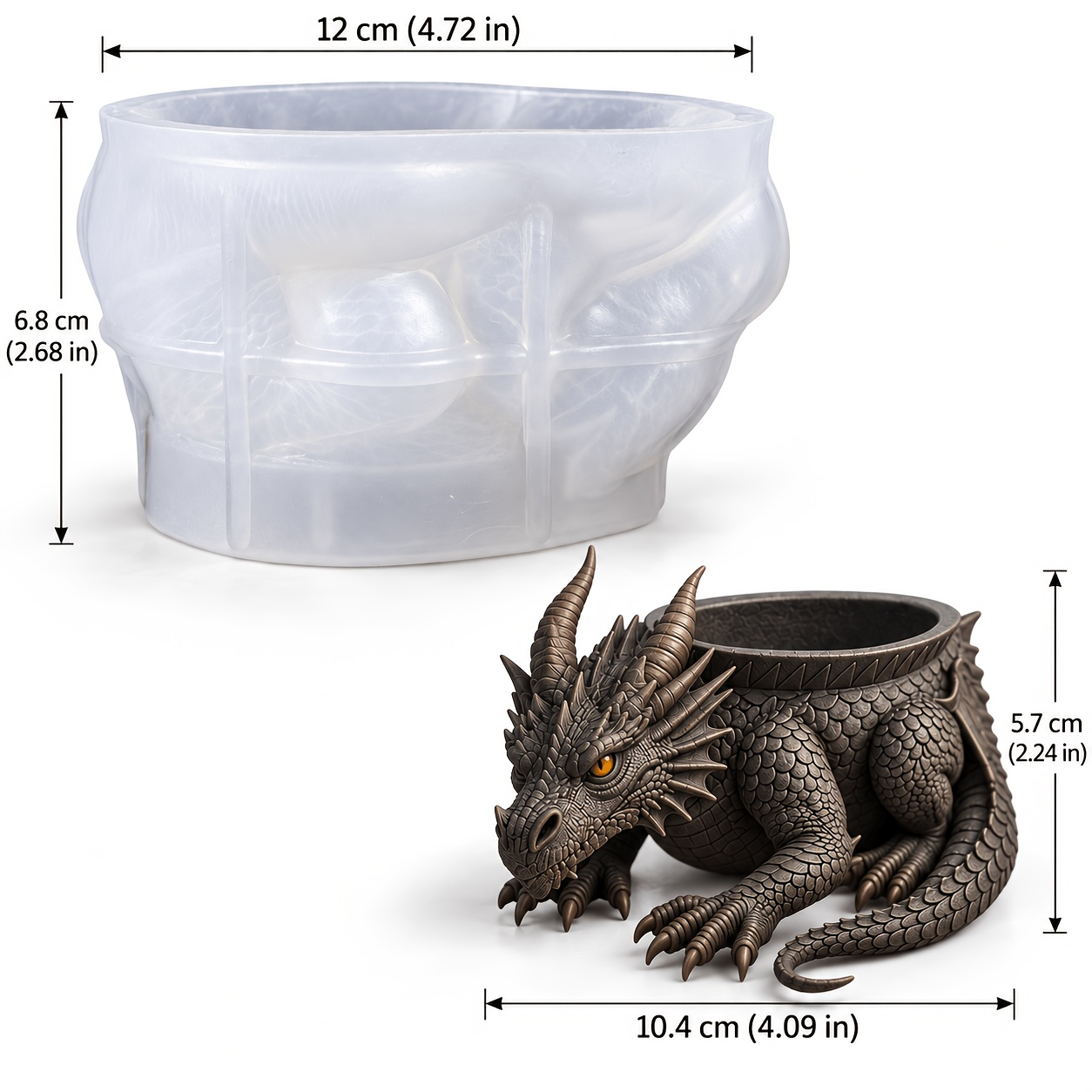 TEMU Resin Silicone Mold, Dragon-shaped Casting Mold, Fantasy Dragon-shaped Flower Pot Silicone Mold, Suitable For Resin, Plaster, Concrete, And