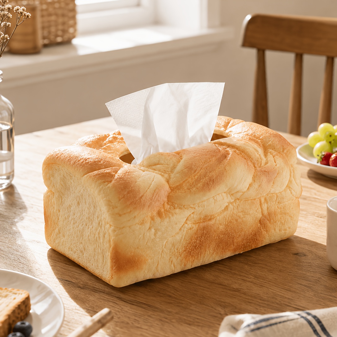 TEMU 1pc Realistic Bread-shaped Tissue Box, Fun Pretzels/, Suitable For 4.3 X 3.1in Tissue Size, Desktop Tissue Organizer, Ideal For Living Room,
