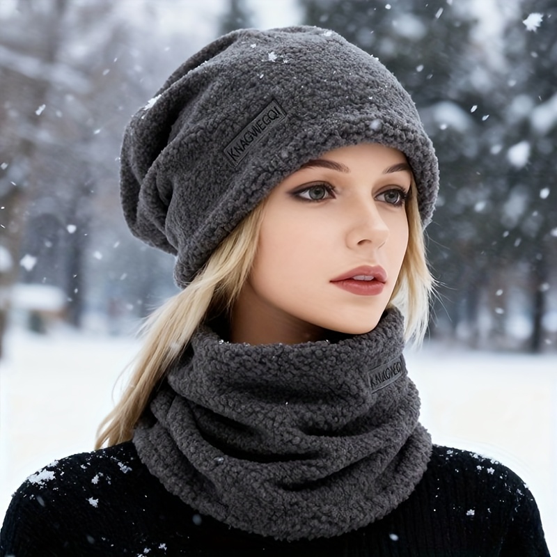 TEMU 2 Pezzi Set Cappello e Sciarpa /Inverno - Cappello e Sciarpa in Pelliccia di Foderato in Pile, Materiale in Poliestere, Design Unisex, per Uso e