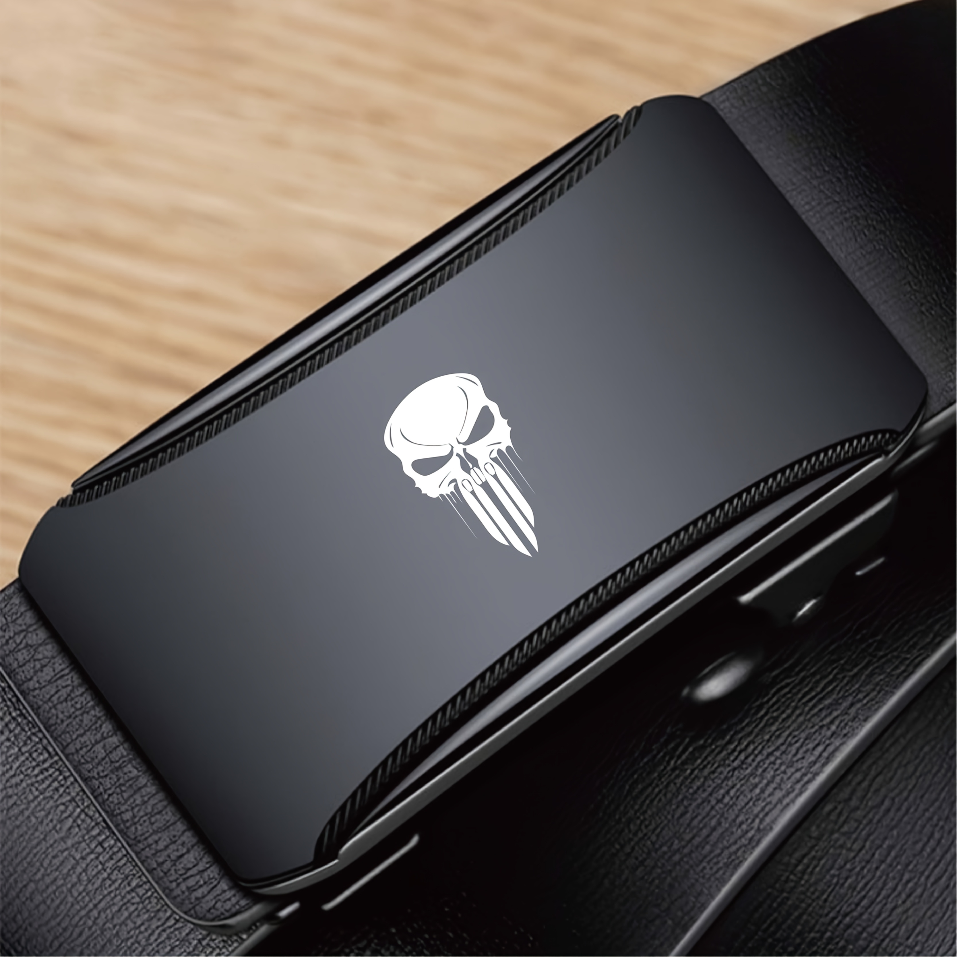 Skull Pattern Men's Business Belt, Soft And Comfortable Pu Strap, Stretch-, Quick And Convenient Automatic , Perfect For Casual Attire