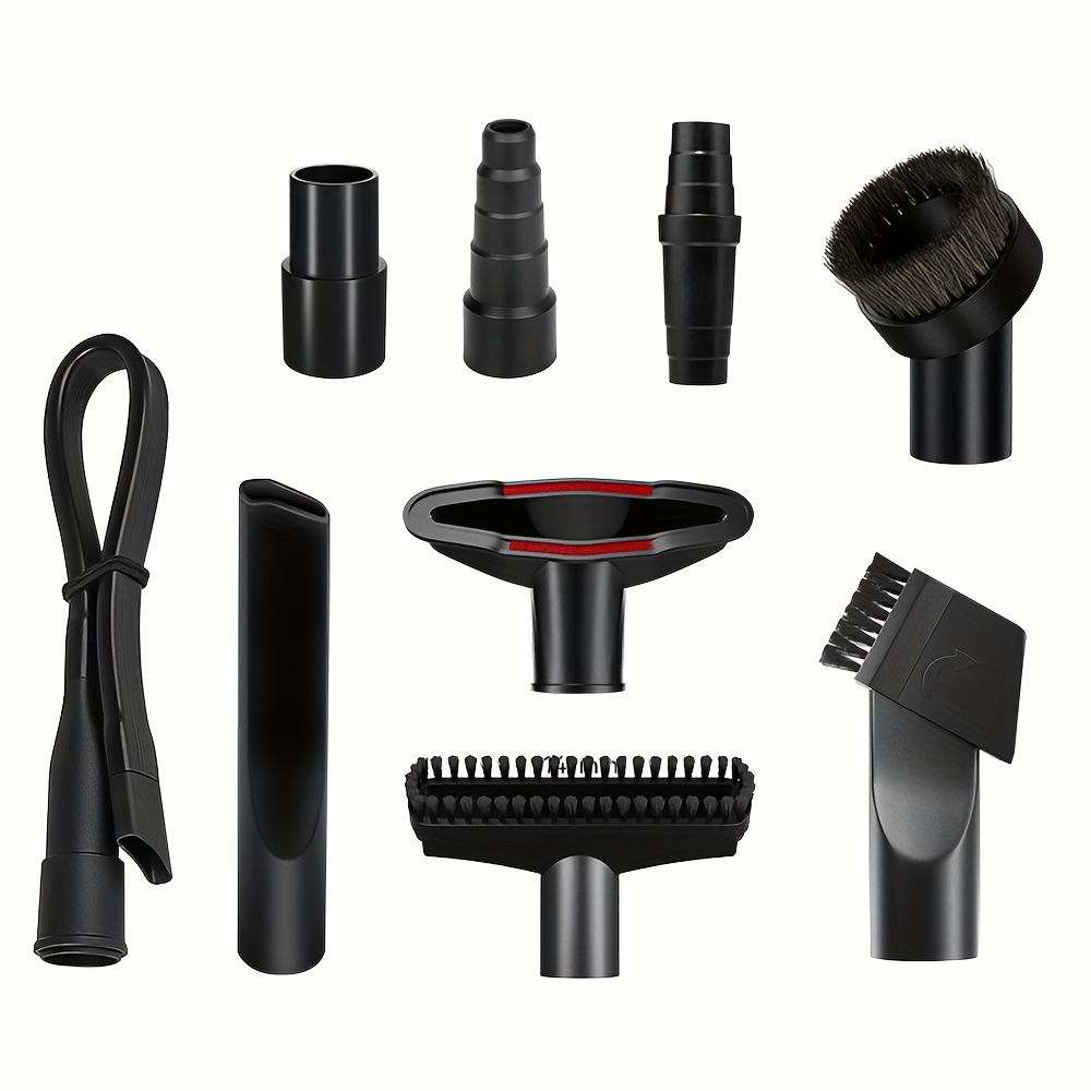 Image of Vacuum Cleaner Attachments Brushes For Vac Accessories 1/4 Inch 1 3/8 Inch, Set Of 9 Universal Vacuum Attachment Kit