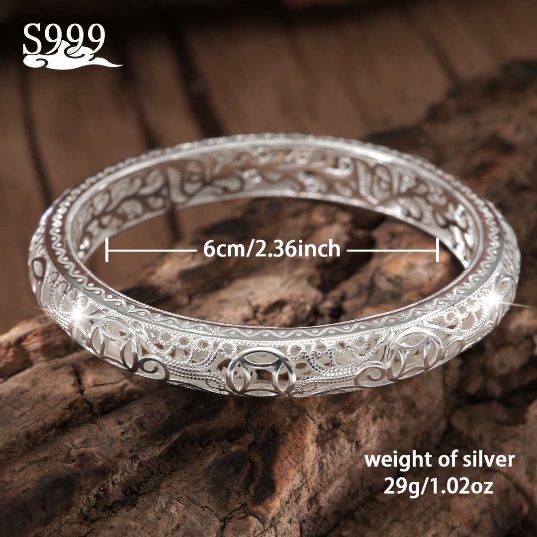 TEMU S925 Sterling Silver Bracelet For Women - Elegant Vintage Style, High-end Shiny Finish, Multifunctional Jewelry, Daily Wear & Special Occasions,