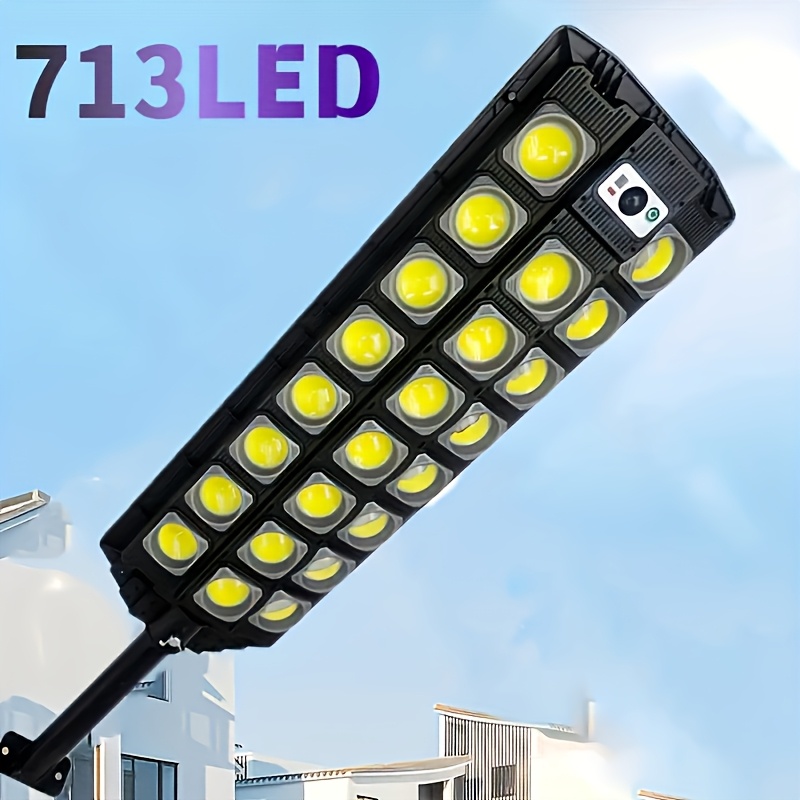 TEMU Large Solar Street Light, Outdoor 6500k, High Brightness 713 Led Solar Street Light, With Foldable Bracket Solar Floodlight, Used For Commercial
