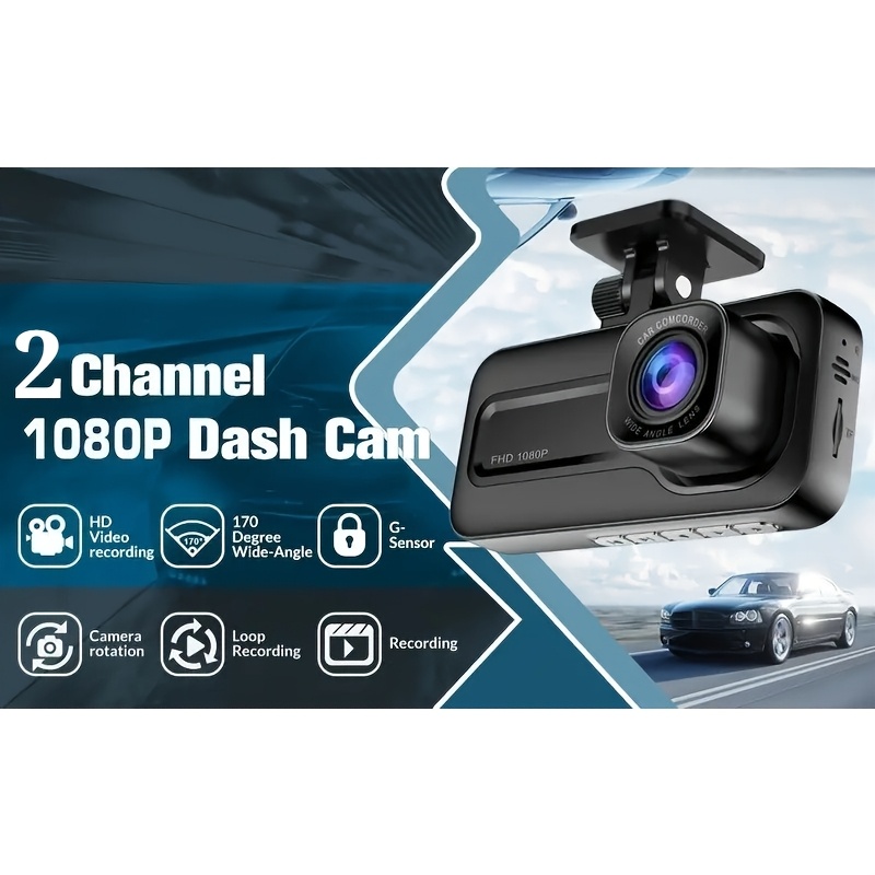 Dual-Lens 1080P Car Dashcam with Night Vision & G-Sensor