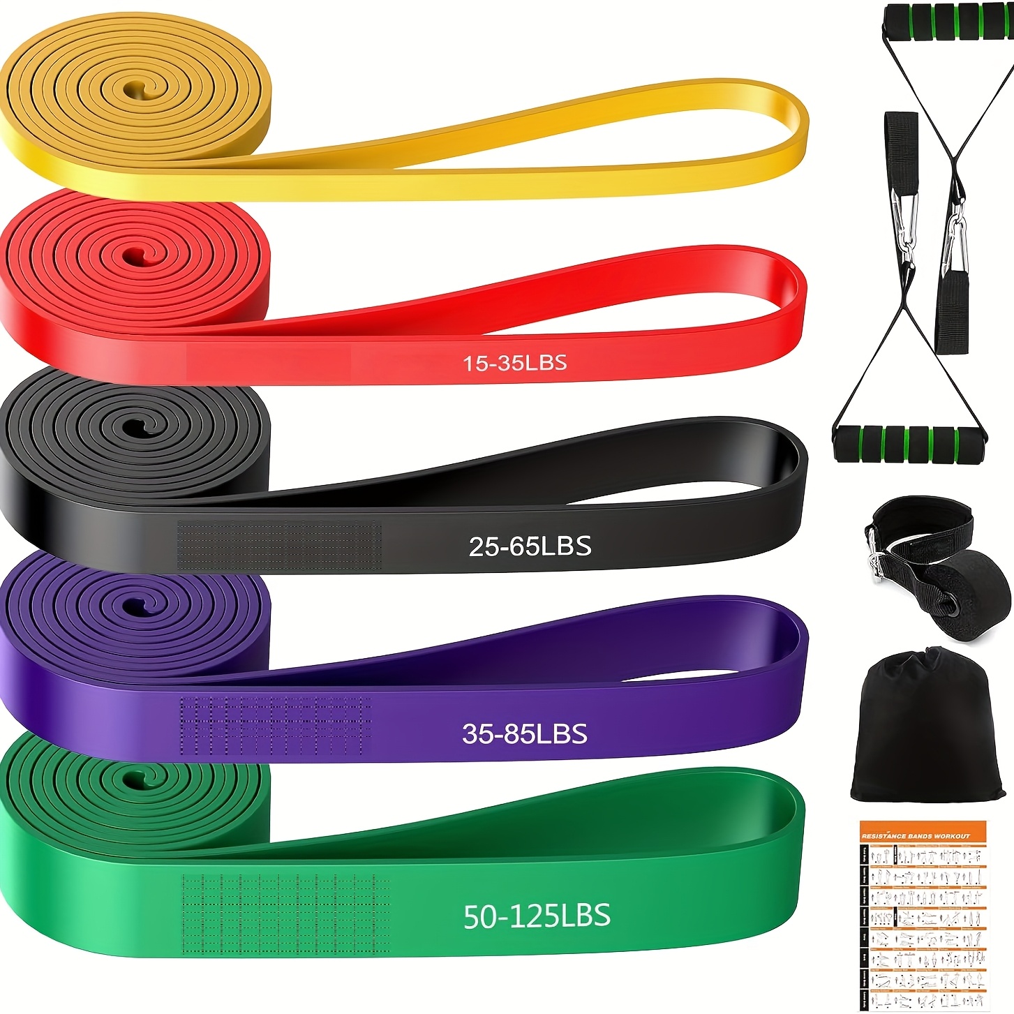 [Assistance with Pull-Ups] 5-Level Pull-Up Bands Set | Calisthenics, Bodyweight Workouts, Muscle Toning, Yoga, Stretching