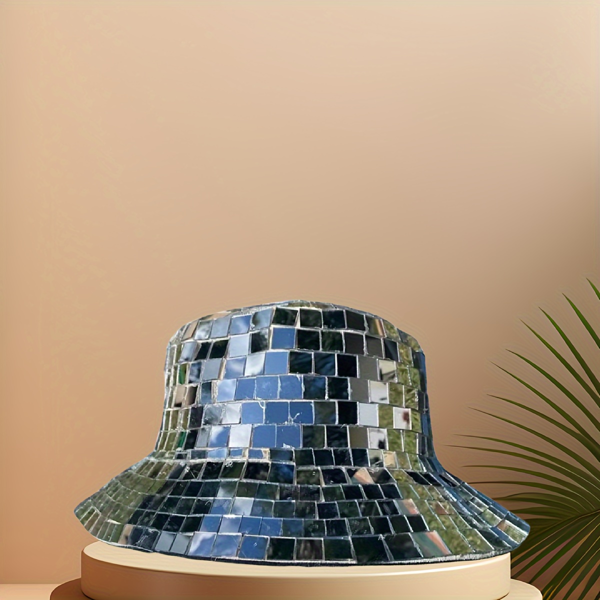 Reflective Glass Mirror Disco Ball Party Hat - Unisex Fisherman Style Cap for Festivals, Parties, Costume Accessory, Suitable for Adults &amp; Teens 14+ - No Electricity Needed, Featherless