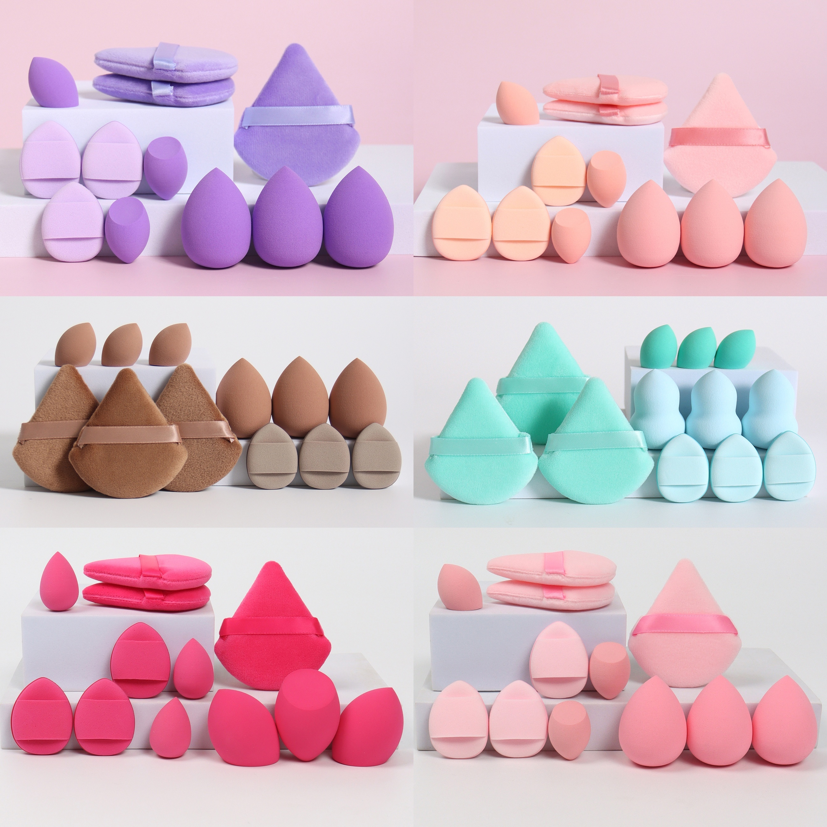 

12-piece All-purpose Makeup Sponge Puff Set, Includes 3 Powder Puffs, 3 Mini Air Cushion Puffs, 3 Beauty Blenders & 3 Mini Beauty Blenders, Ideal For All Skin Types