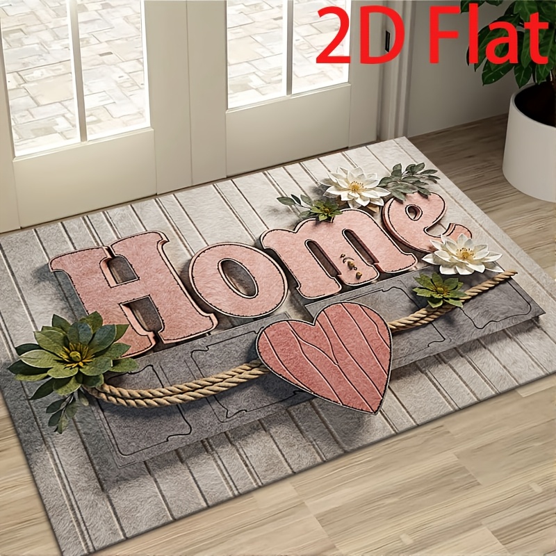 E-shop 2D Flach - 1 Stück Rosa Willkommensmatte für Zuhause, Küchenmatten, High-End Haustürmatte - Dicke von 10 mm, 100 % Polyester mit punktiertem