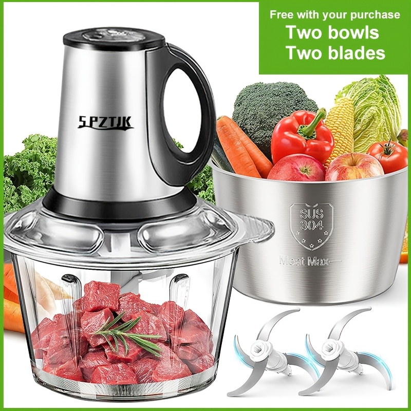 food chopper with 2 bowl and 2 blades   break   of foods meats salads nuts food processor electric 3l meat grinder mincer for kitchen meat grinder electric vegetable chopper garlic press crusher masher Product details 5