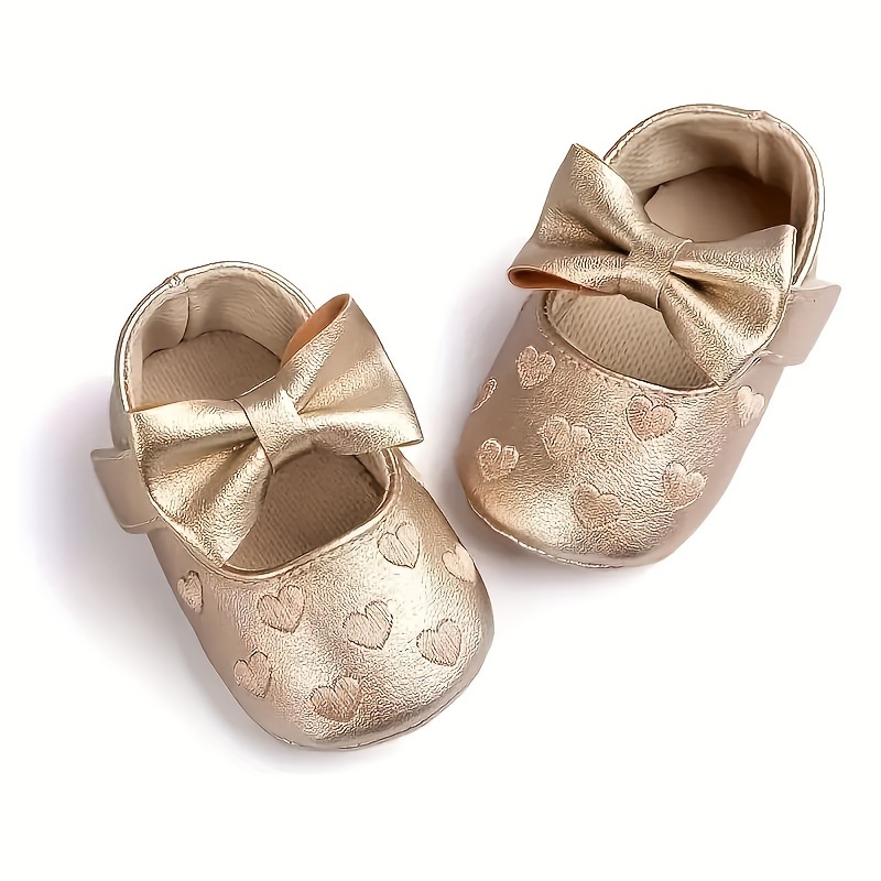 Baby Girl's Adorable Solid Colour Princess Style Dress Shoes, Comfy Non Slip Casual Sweetie Performance Shoes, Infant's Footwear
