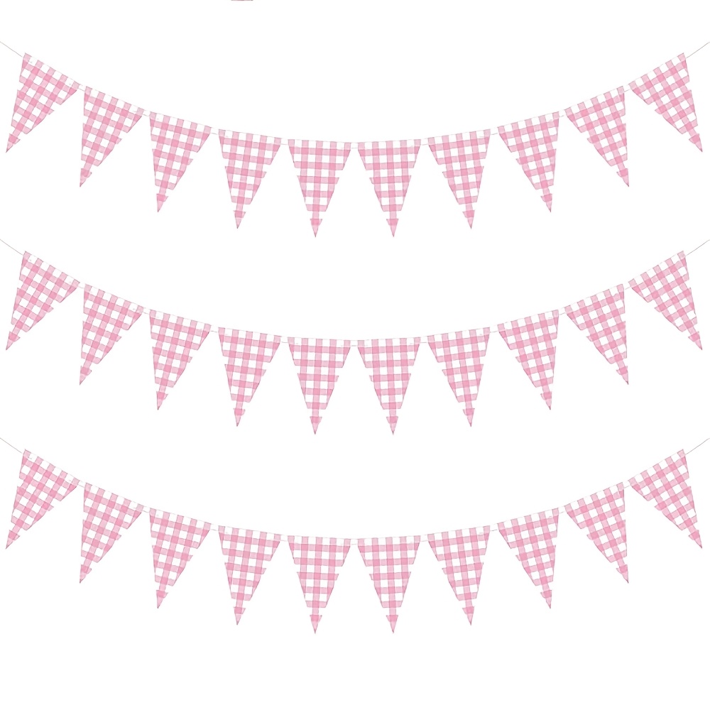 TEMU Lot de 3 Guirlandes de Fanions à – Banderole à Fanions à Carreaux Double Face pour -, Mariages, Noël, Fêtes d'Anniversaire Air et Décorations de