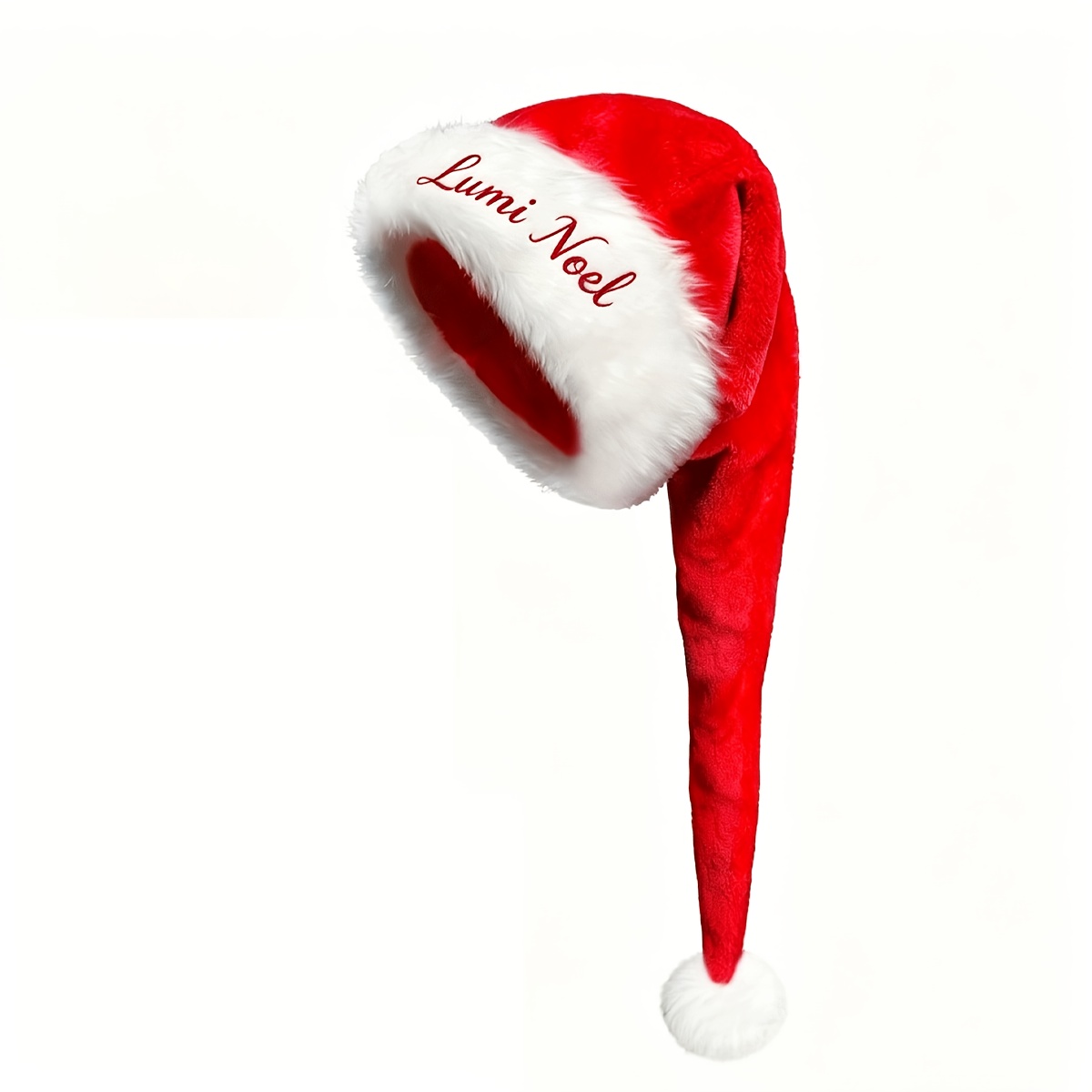 TEMU Personalized Custom Embroidery Name/initials/ Santa Hats - Soft Fluffy Plush Warm Suitable For Christmas, New Year Party Hats, Couple Matching