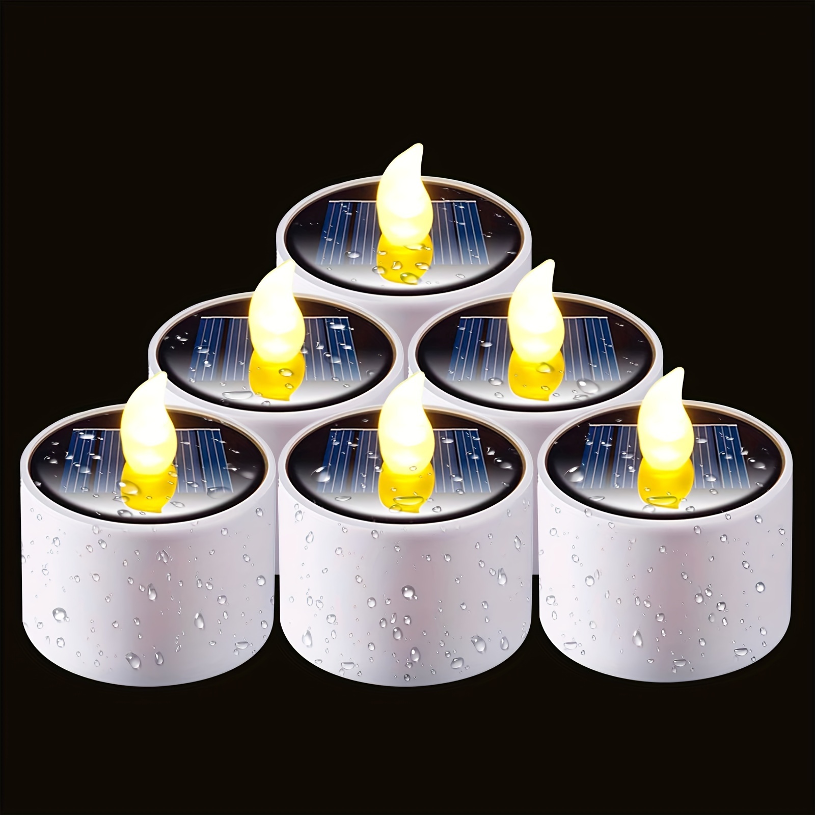 

6pcs Solar Candles Outdoor, Dusk To Dawn Outdoor Lighting, Reusable Led Tea Light Candles For Lantern Garden Camping And Home Decor, 2.3''x2''
