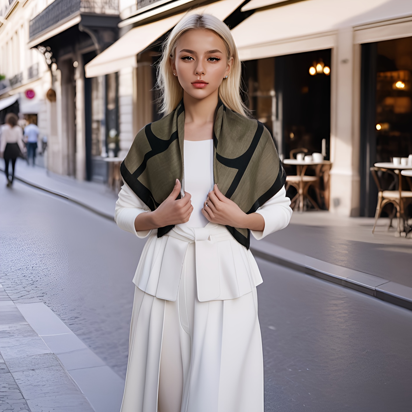 Image of 27 Inch Retro Geometric Scarf - Windproof Lightweight For , Versatile Neck Scarf & Headband, Spring Summer Casual Party Date Accessory, , Breathable Fabric, Headband Option, Men's Fashion