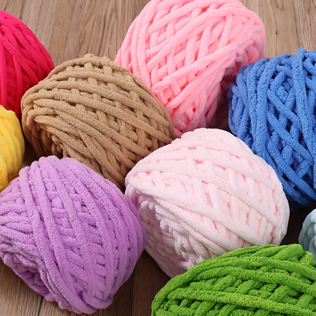

1pc 100g Small Ice Strip Yarn Hook Slippers Hand-woven Handbag Diy Crochet Cushion Hairpin Cute Doll Yarn Brooch Stick Needle Scarf Chunky Yarn