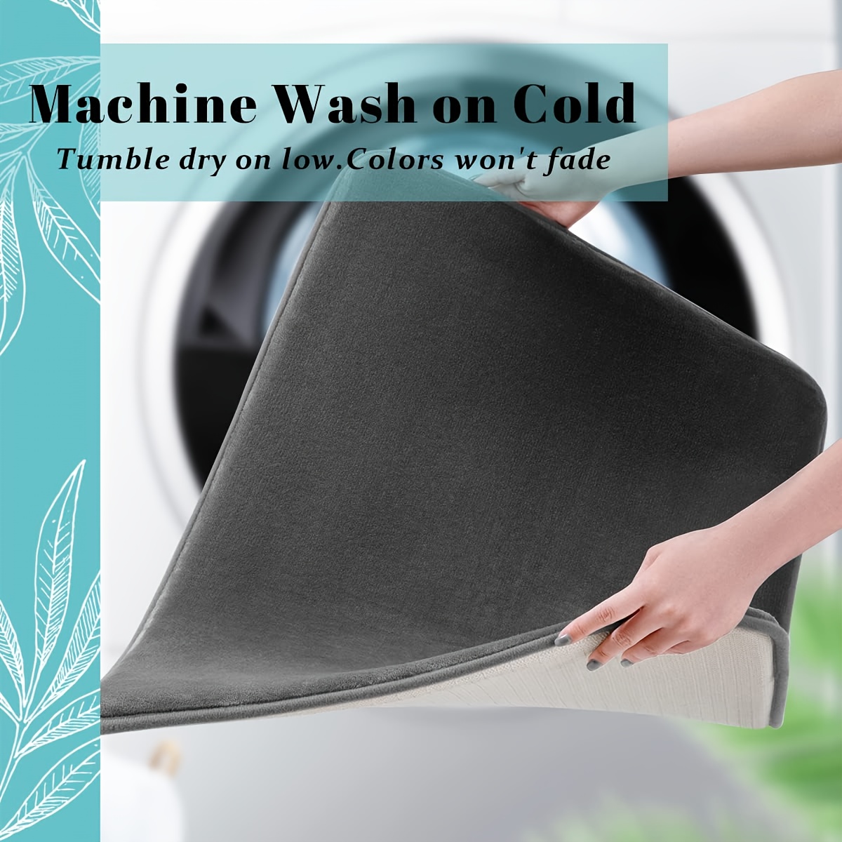 Soft Memory Foam Bath Mat - Non-Slip, Absorbent, Machine Washable Shower Rug for Home Bathroom, Kitchen, and Bedroom Decor, Dark Gray Rectangular Design, Bathroom Rug