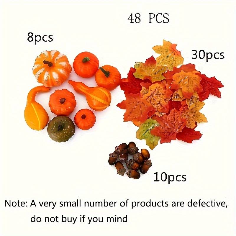 Kit Décoration Automne - 50 Pièces : Feuilles D'Érable, Citrouilles, Pommes De Pin, Glands Artificiels