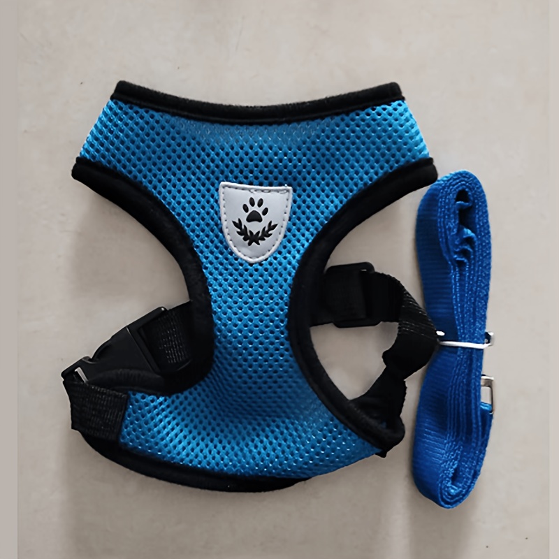 TEMU Pet Reflective Harness-style Vest And Leash Set, Breathable Mesh Dog Harness