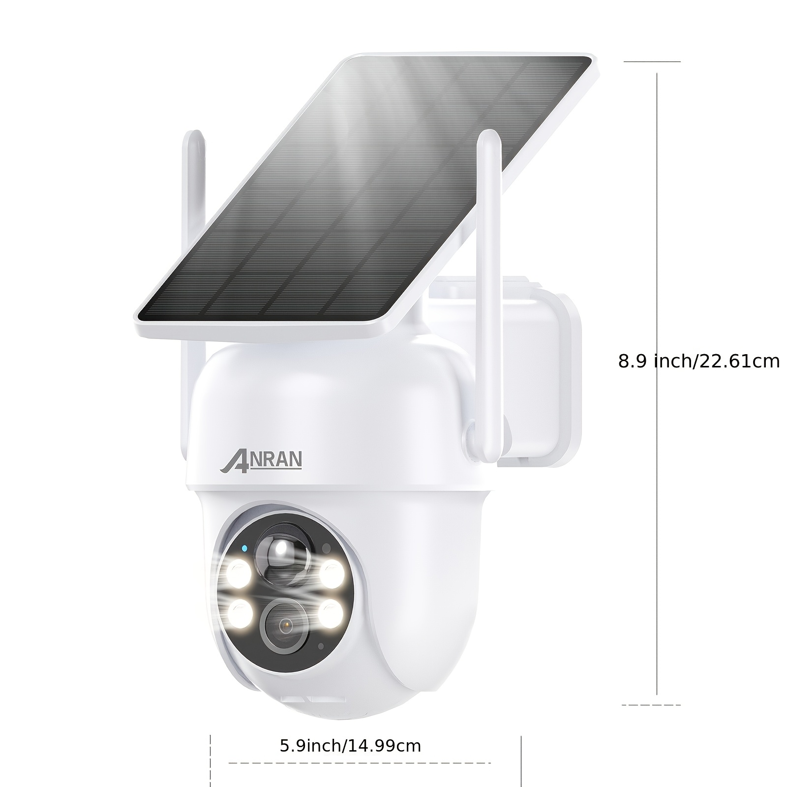 ANRAN Caméra Extérieure Sans Fil 3MP avec Panneau Solaire Intégré, Projecteur d'Éclairage pour Conditions Sombre, Mouvement Panoramique à 355° et Fonction d'Inclinaison à 90° pour Surveillance Ajustable, Détection PIR pour Détection d'Intrus, Connectivité Audio Bidirectionnelle pour Communication