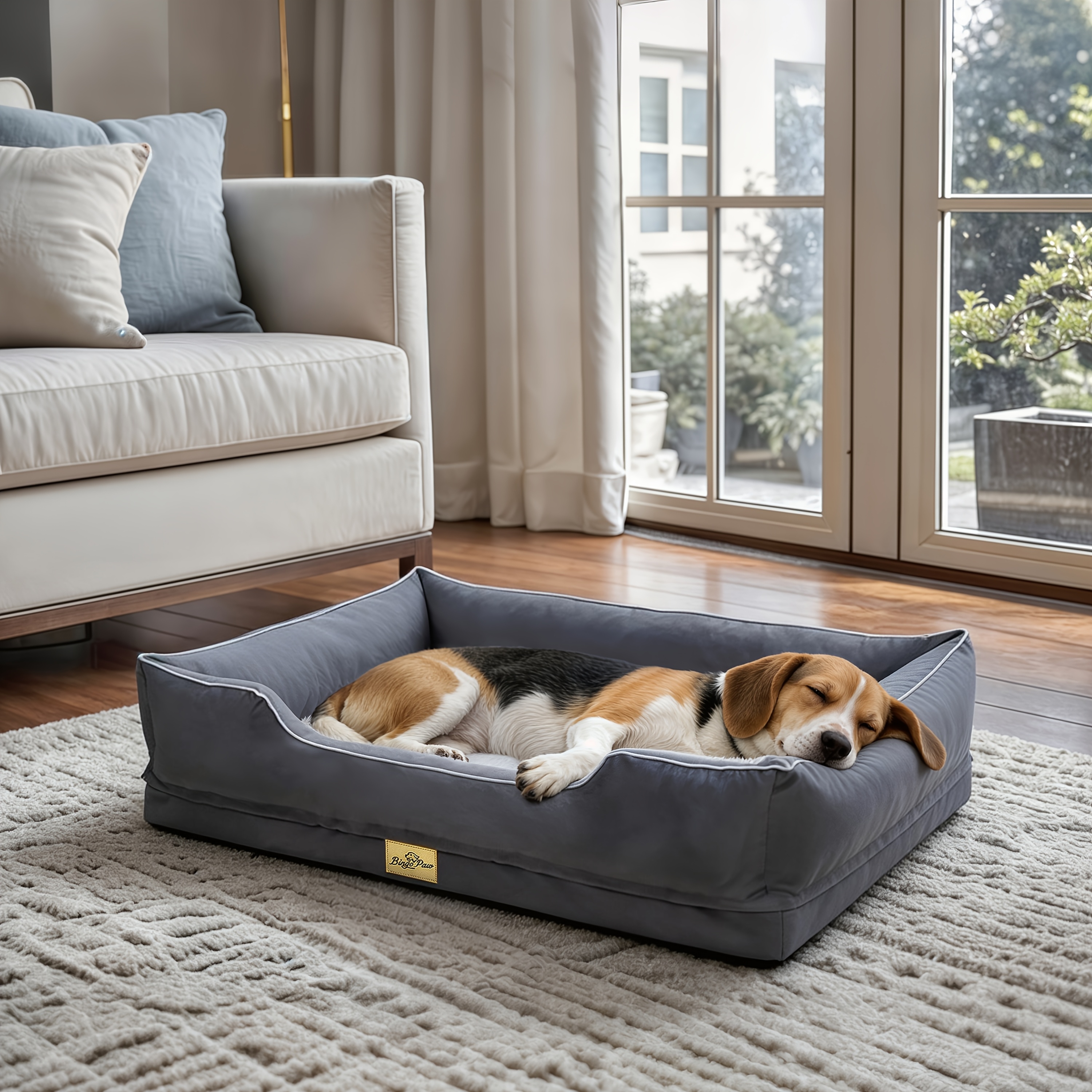 Image of Luxury Plush Pet Bed For Small Medium Large Dogs Cozy, Durable And Washable Cushion Ideal Sleeping And Relaxing Sofa For Dogs And Cats For