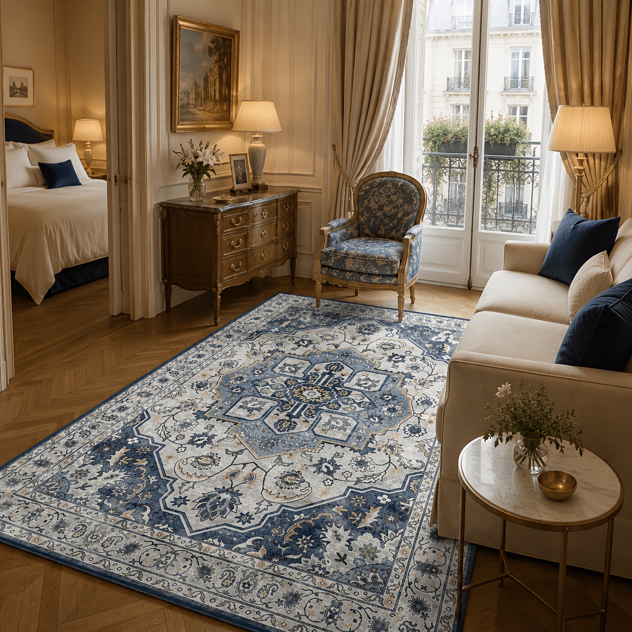 200 X 300cm Washable Area Rug, Vintage Floral Boho Carpet With Non-slip Backing, Pet-friendly And Easy To Clean, Large Floor Rug For Living Room, Bedroom And Dining Room