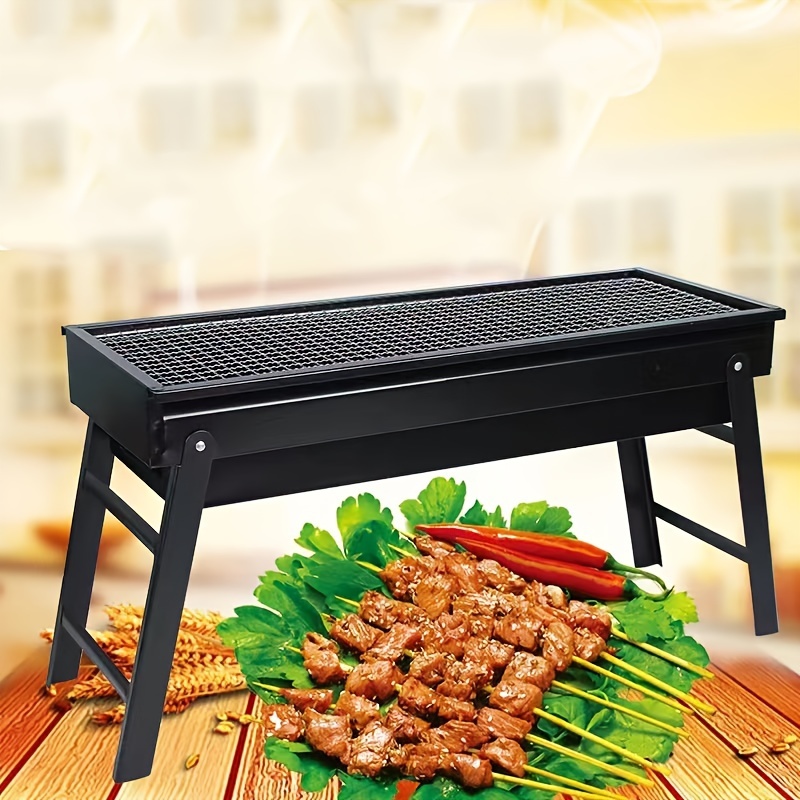 

1pc Bbq Grill, Foldable Portable Barbecue Charcoal Stove, Stainless Steel Charcoal Stove, Suitable For Outdoor Camping Picnic Cooking