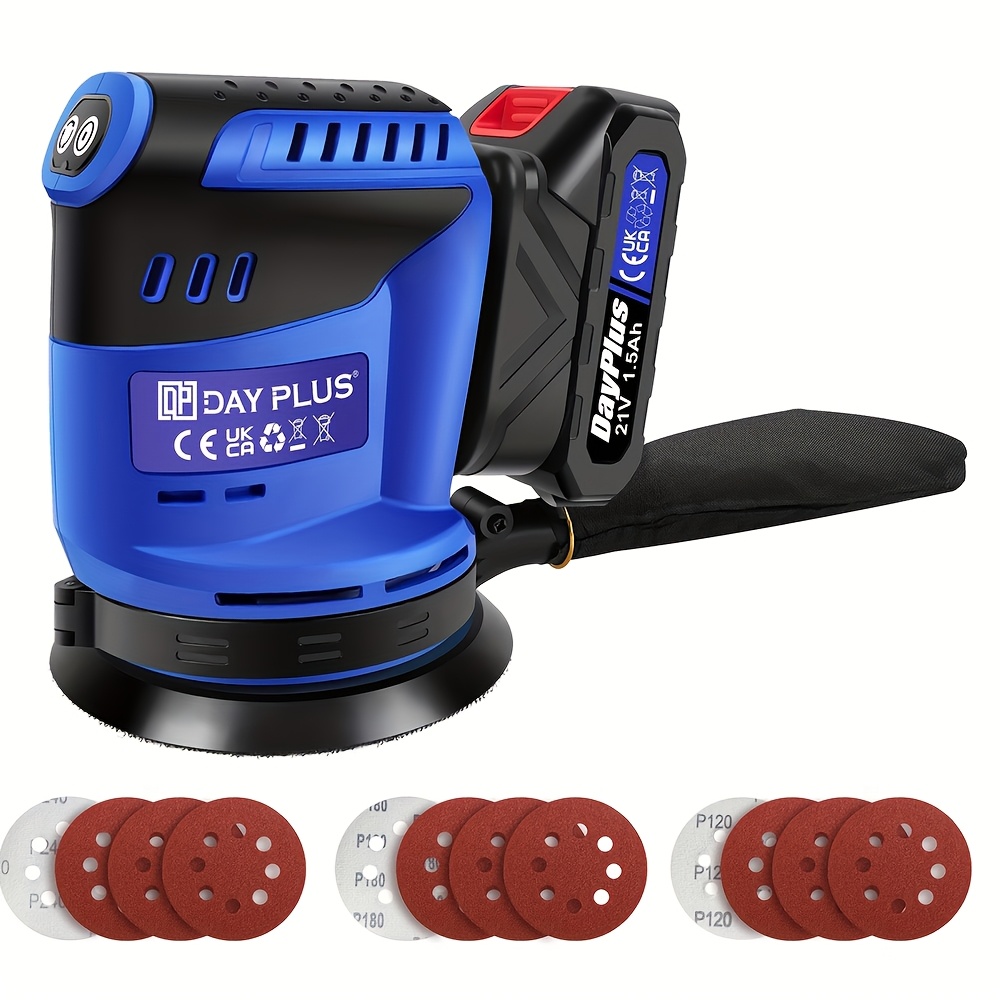 Image of 1pc Random Orbital Sander 125mm Electric Orbit Sander, 3 Variable , Includes Dust Collection Bag And 12pcs Sandpapers, Compact Sander For Sanding Smoothing Dressing Polishing