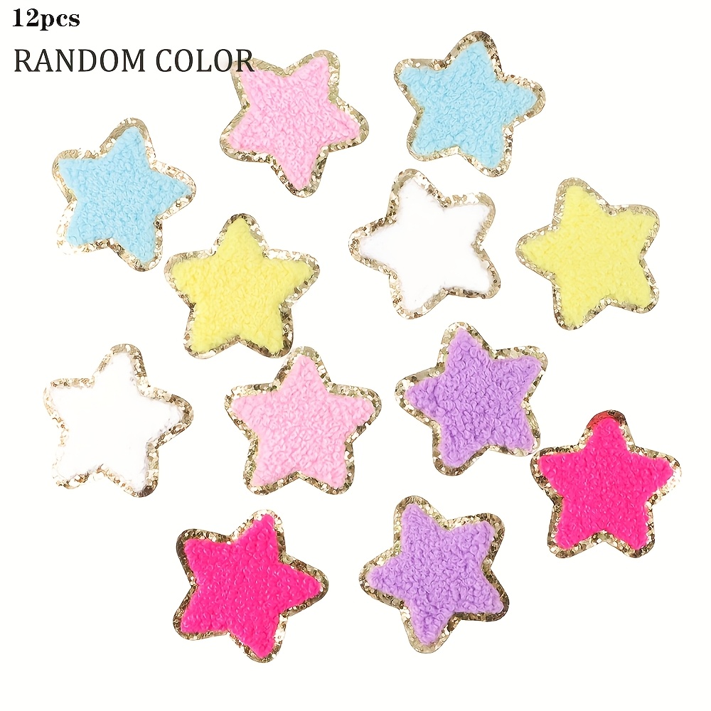 Ywli 12pcs/bag Random Color 5 Pointed Embroidery Women' Sewing Cloth Patch