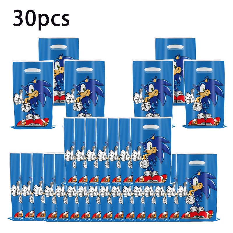 TEMU Gift For Her/him The Hedgehog Themed Party Favor Gift Bags, 30pcs The Hedgehog Cartoon Plastic Gift Tote Bags, Themed Birthday Party Candy Snack
