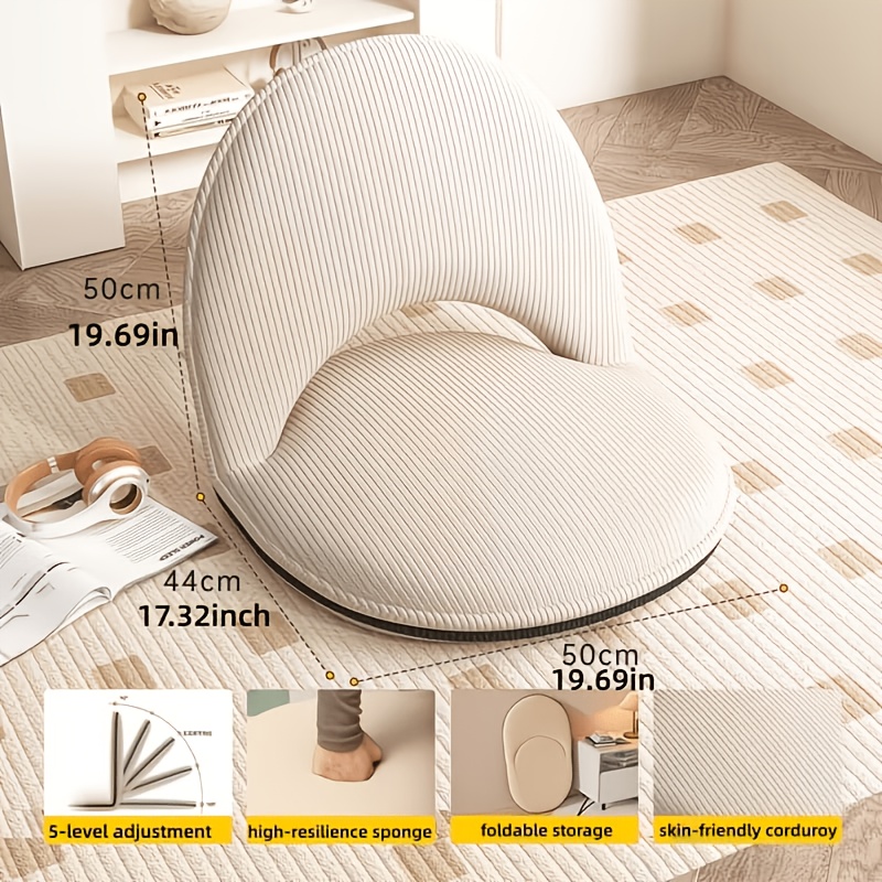 Outdoor Practical Tatami Chair With Adjustment, Sponge-filled Floor Seat For The Living Room, Folding Party Floor Chair, With Zip