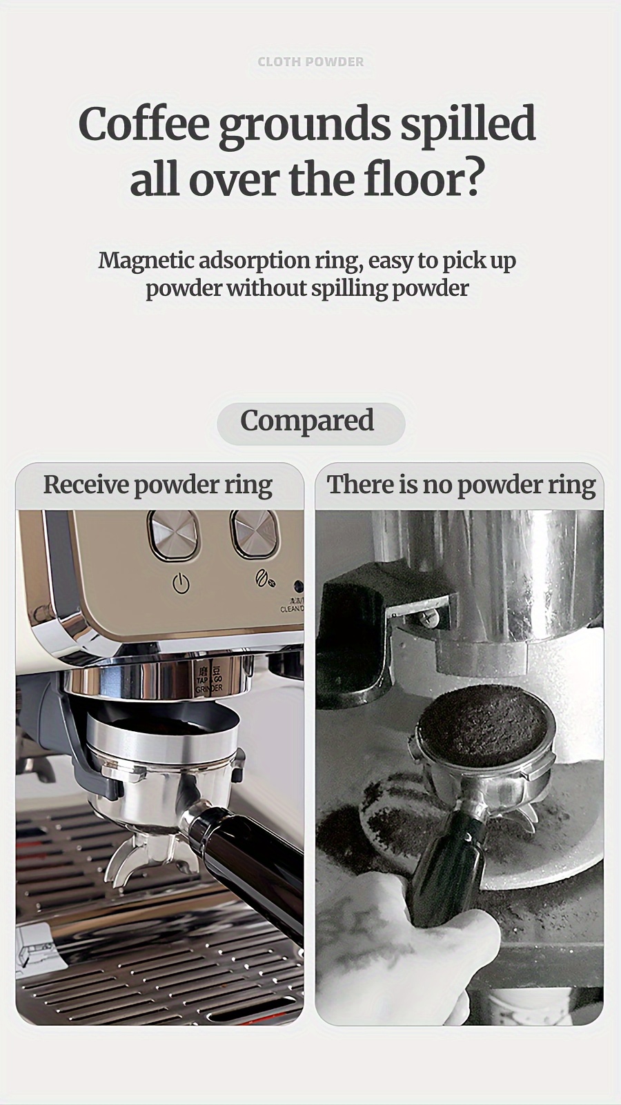 51mm 53mm 58  catcher ring anti fly powder ring grinder catcher ring coffee handle cloth powder dosing ring coffee tools details 2