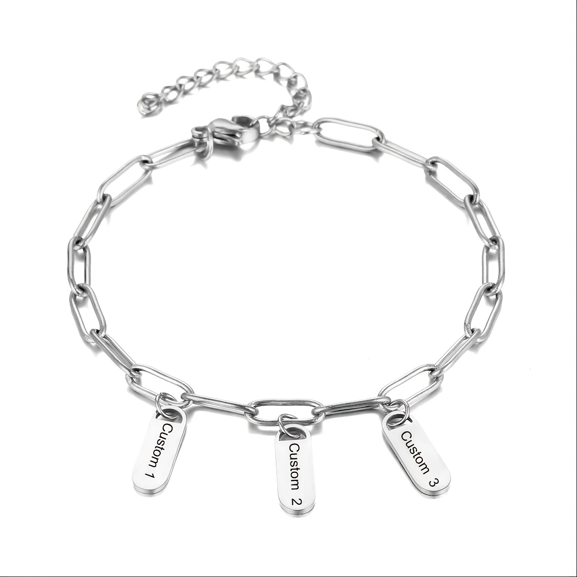 TEMU Personalized Custom Women' Chain Initial Tag Bracelet, Engraved With Names, Perfect Birthday Gift For Mom Girlfriend, Golden Plated Adjustable,