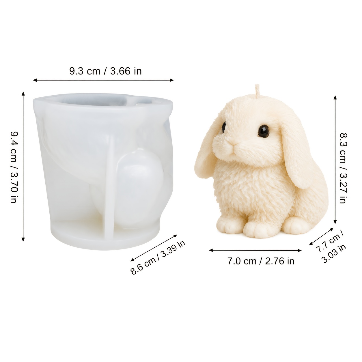 TEMU Cibatu 3d Rabbit Silicone Mold Suitable For Resin Crafts, Candle Making & Plaster Ornaments - Realistic Lop-eared Rabbit With Sitting Rabbit