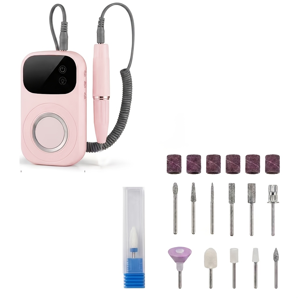 TEMU Multi-functional 2-in-1 Usb Charging Electric Nail File & Nail Lamp - Multi-level Adjustable, Portable & Foot Tool, Includes Nail File, Suitable
