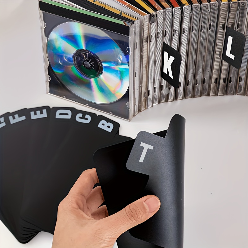 TEMU 1 Set Of 26pcs A-z Alphabet Separator Shelf Dividers - Black And Texture Classification Labels For Books, Records, And . Thick And Durable,