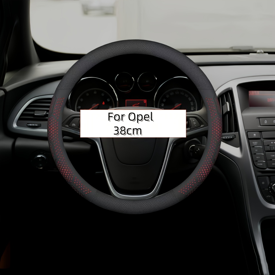 TEMU Fundas de volante de cuero PU de calidad para modelos Opel - transpirables, elegantes y duraderas - redondas y de D - disponibles en : , azul, ,