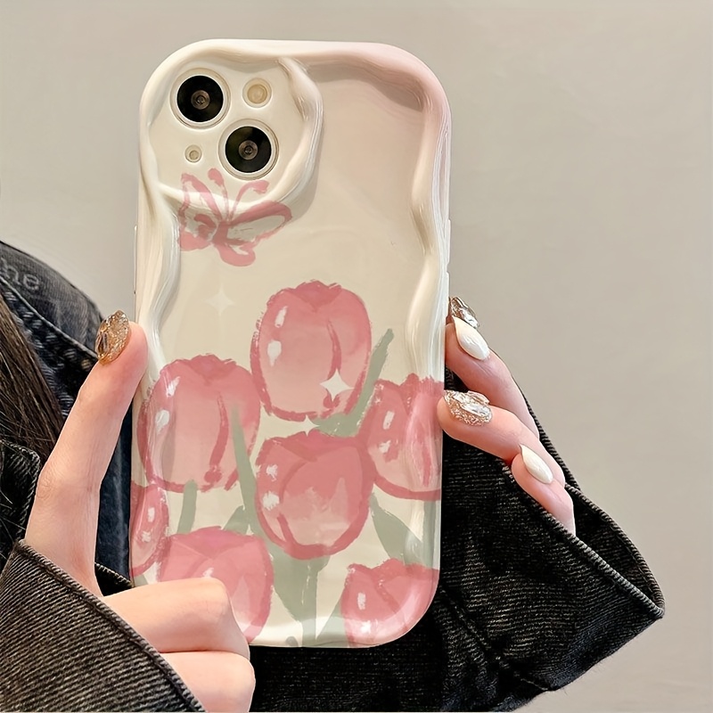 TEMU Phone Case - Pink Tulip Phone Case, Suitable For Iphone 17promax/17air/16/15/14/13/12/11 Galaxy