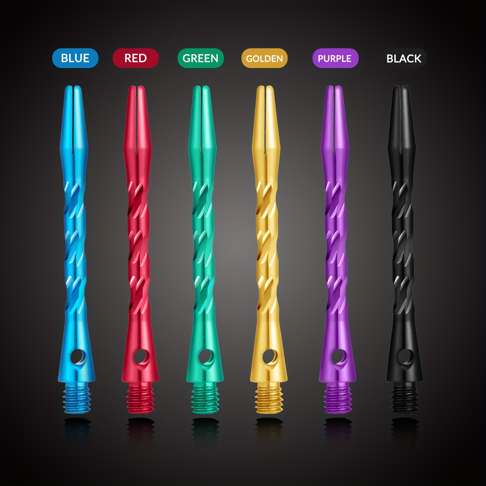 Set of Professional Dart Additions with 6 Multicolored Aluminum Shafts