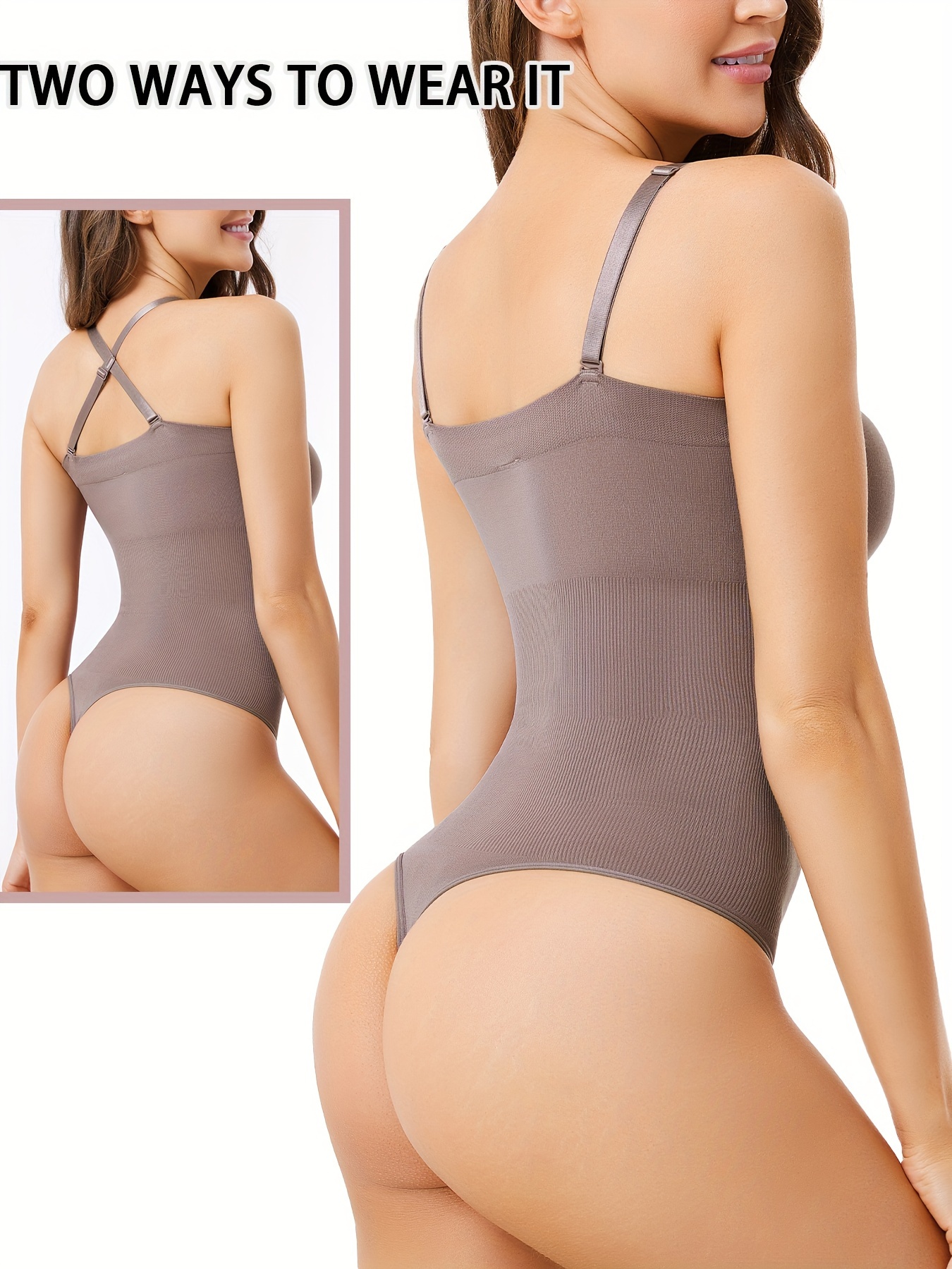 Solid Seamless Shaping Bodysuit Tummy Control Thong Body - Temu