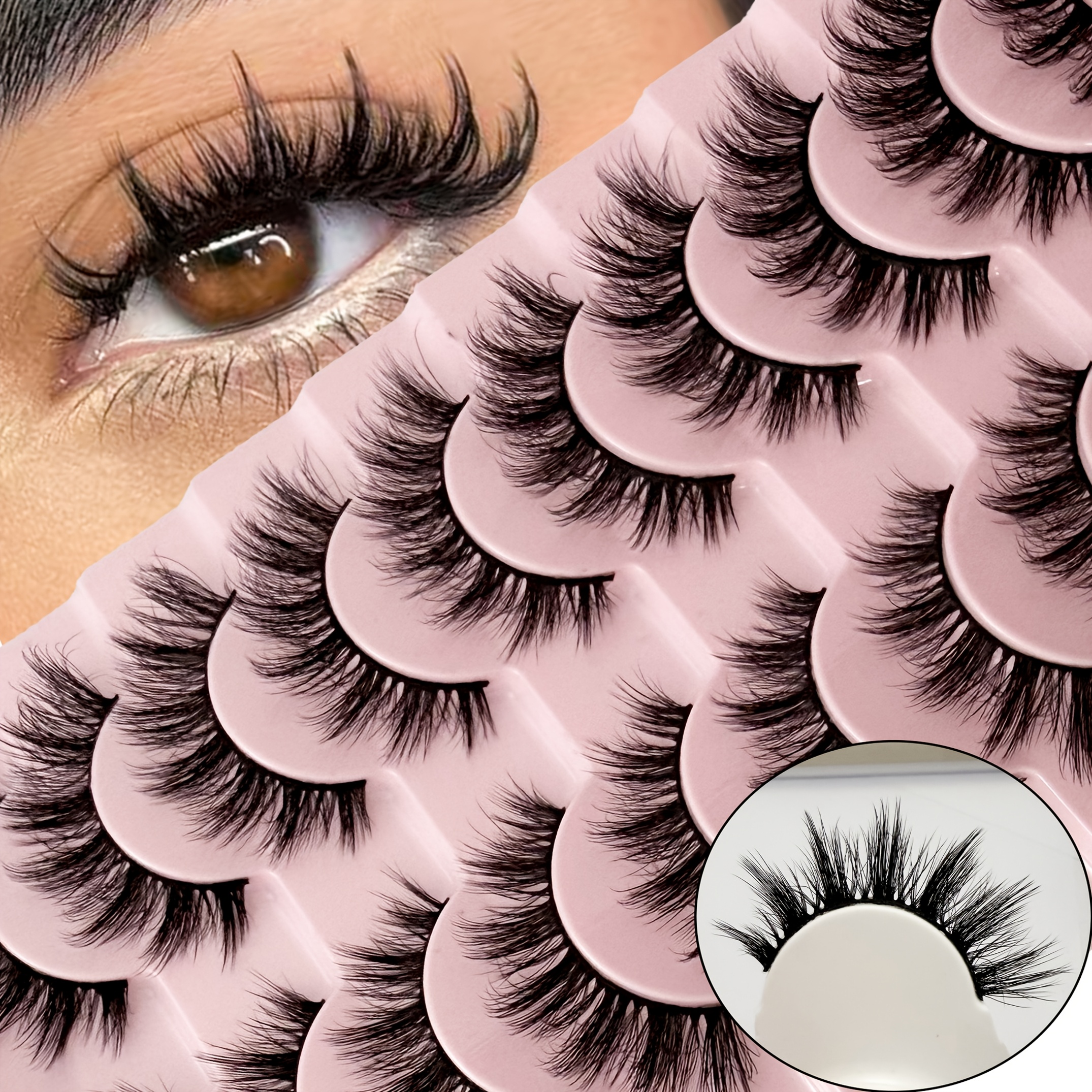 5d Natural Full-strip Eyelashes, Slim And Fluffy, Eye Makeup, Suitable For , Parties, Travel, Essential Makeup Tools For Beginners, Cartoon Eyelashes, Cat Eyelashes.