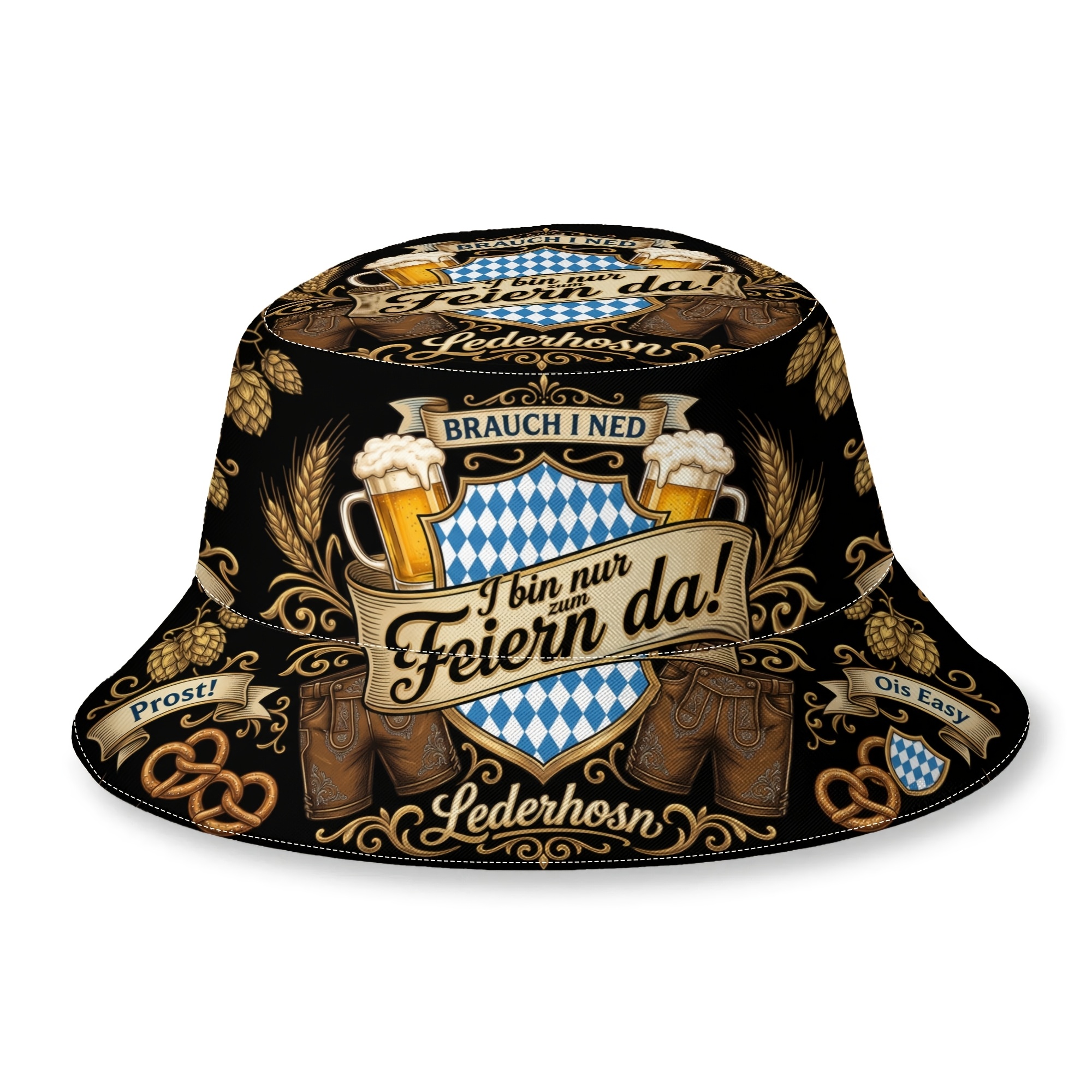 TEMU 1pc Bucket Hat Oktoberfest Beer Party Art 2d Flat Printing Hats Men Women's Unisex Bucket Hat