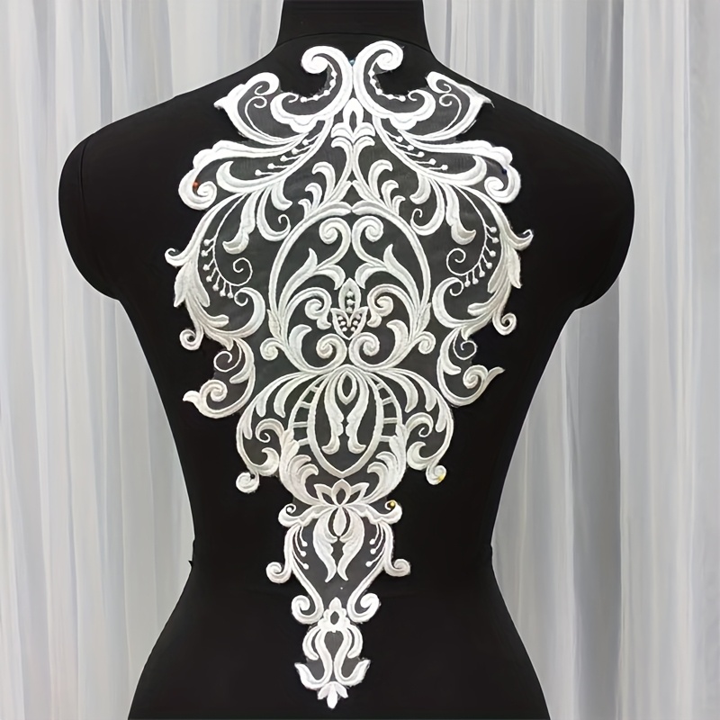 1 European-style Embroidered Lace Patch Applique Fabric Patch, Diy High-end Wedding Dress Sewing Accessory