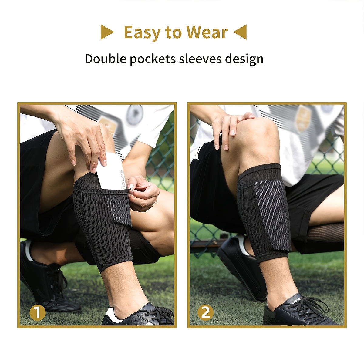Diagonal Shin Guards + Sock Sleeve Combo - New Sports Accessory - Available in Black/White/Blue - Three Colors to Choose From, High-Quality, Durable, and Lightweight, Comfortable and Snug Fit Design, Outdoor Sports Football Equipment Accessory