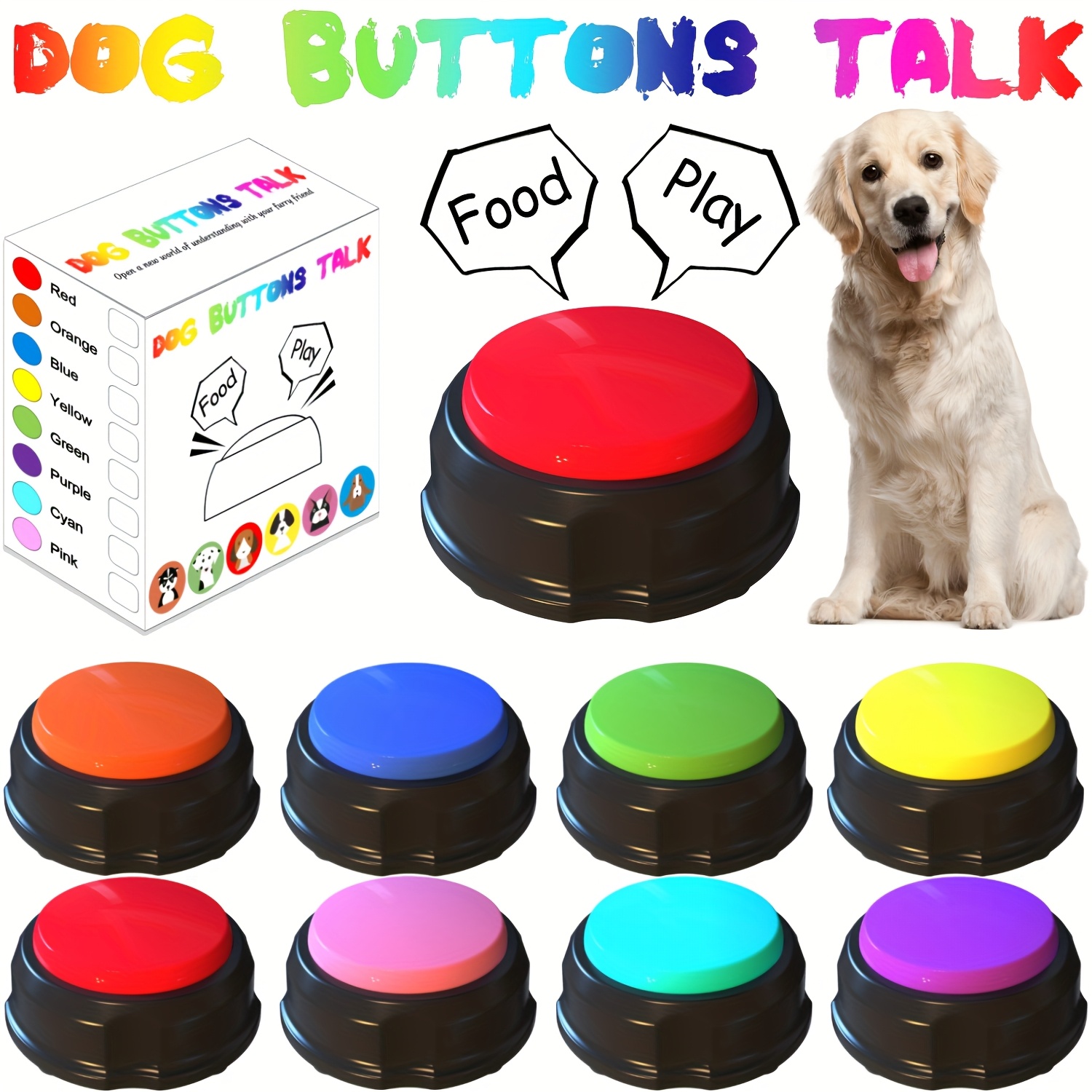 

1pc Pet Training Buzzer - Abs Material Dog Buttons Talk For Communication, 30 Second Record & , No Battery Required, Assorted Colors, Dog Buttons For Communication