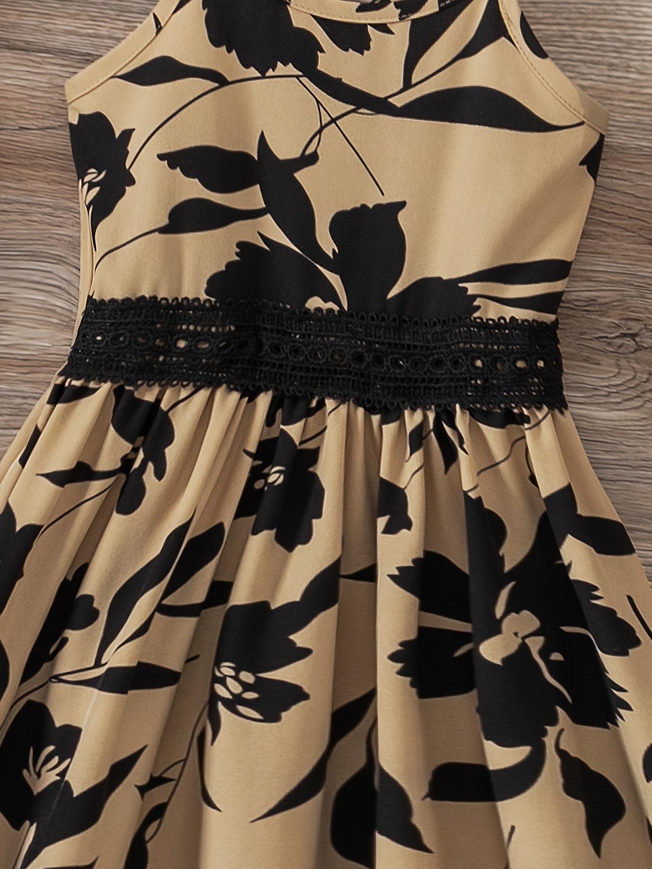 young girl leaf print beach dress hollow lace - Temu Denmark